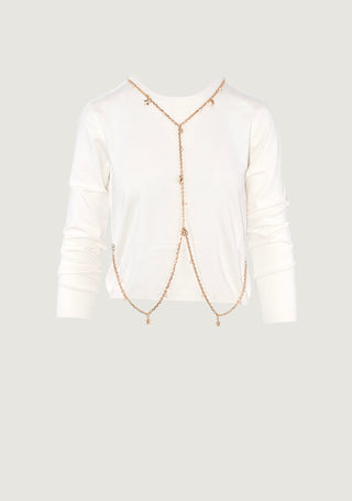 Maglia NOTTE manica lunga girocollo con collana più pendagli