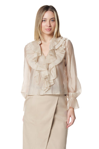 Blusa MELON scollo a V maniche lunghe gale