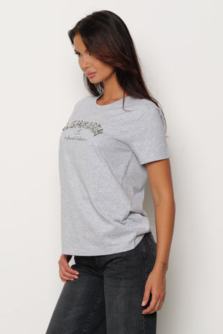 T-shirt REELS mezza manica con stampa più pietre più strass