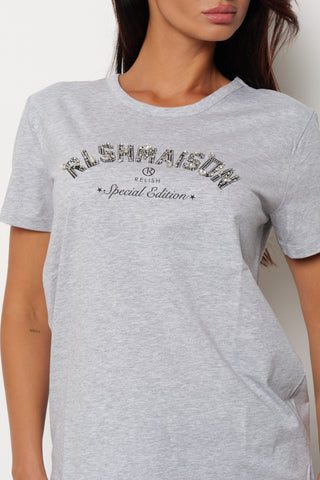 T-shirt REELS mezza manica con stampa più pietre più strass