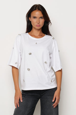 T-shirt ROMOALD mezza manica con pietre strass