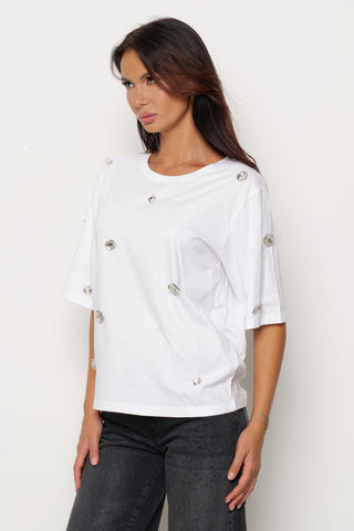 T-shirt ROMOALD mezza manica con pietre strass
