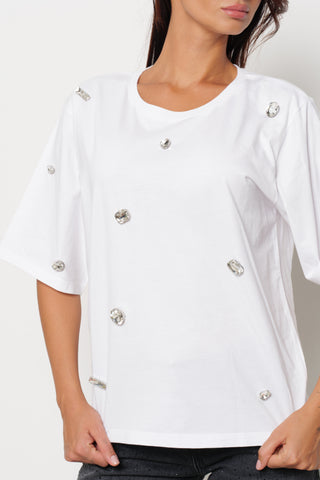 T-shirt ROMOALD mezza manica con pietre strass
