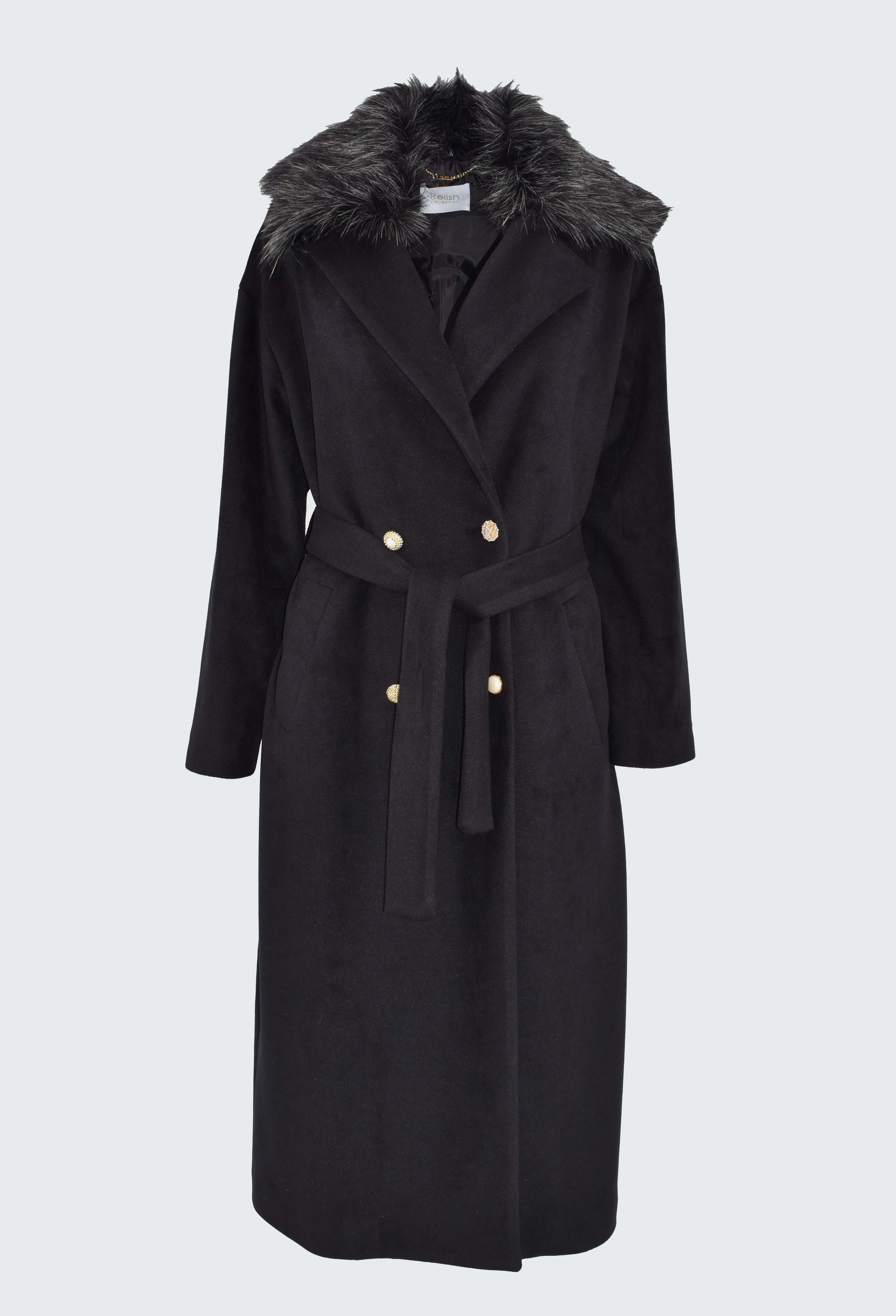 PUTHAL coat with long sleeves, double rhinestone jewel