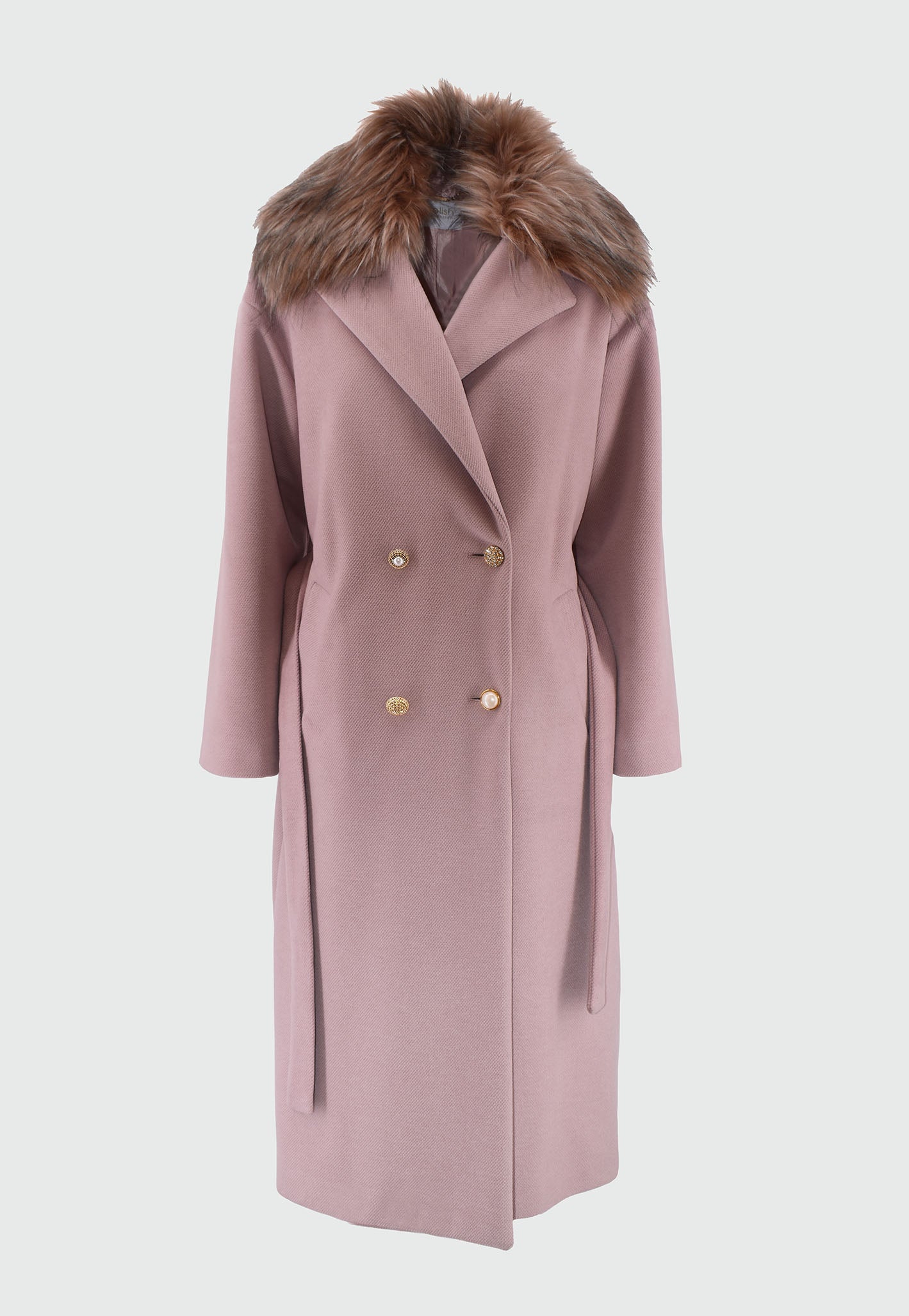 PUTHAL coat with long sleeves, double rhinestone jewel