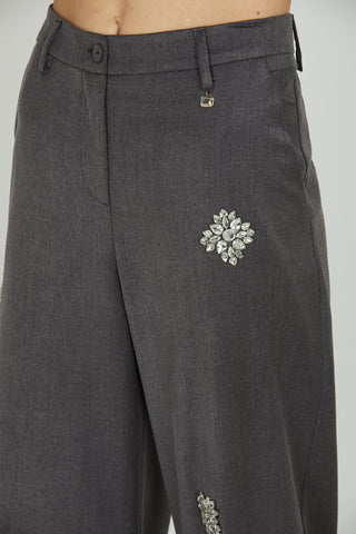 Panta AVEZ_J vita alta ampio applicazioni fiori strass