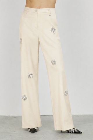 Panta AVEZ_J vita alta ampio applicazioni fiori strass