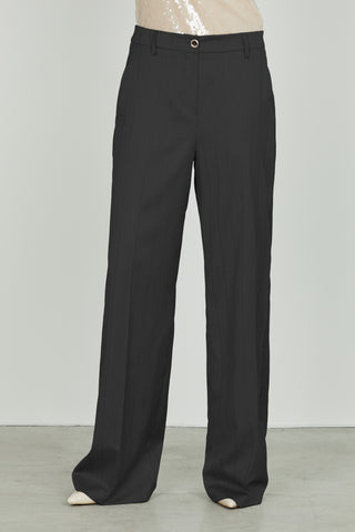 Panta AVEZ vita alta ampio gessato lurex