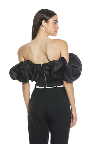 ALCORE bardot neckline top with balloon sleeves and boning