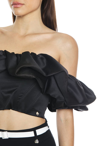 ALCORE bardot neckline top with balloon sleeves and boning
