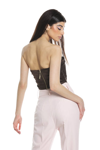 ALBALI corset top with boning and ruching and back zip