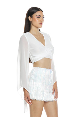 KEENE long-sleeved Renaissance sc.v crossover blouse with lace on the back and zip on the back