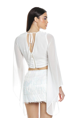 KEENE long-sleeved Renaissance sc.v crossover blouse with lace on the back and zip on the back