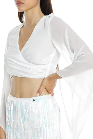 KEENE long-sleeved Renaissance sc.v crossover blouse with lace on the back and zip on the back