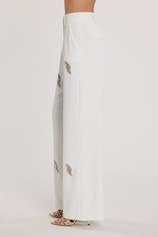 Pantalone AVEZAM vita alta ampia con applicazioni strass