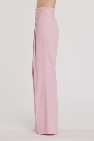 Pantalone MORITA vita alta con pinces più piping largo