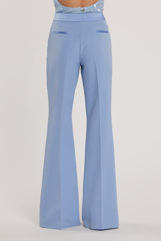 Pantalone BARRINGTON vita alta a zampa con inserti in raso