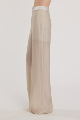 Pantalone ARGENTO vita alta ampia bustino in raso