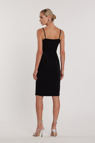 Abito PAT tubino midi con spacco davanti più fiocchi strass