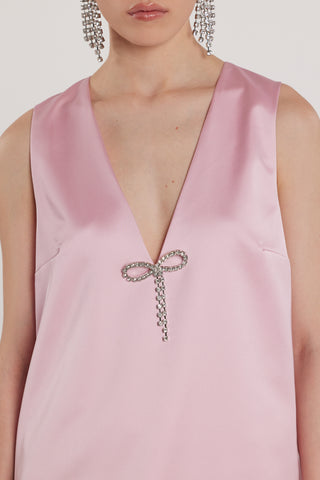 Abito GERINY senza maniche scollo a V corto più fiocco in raso