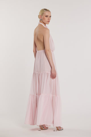 Abito TONIQUE lungo balze applicazione spilla fiore