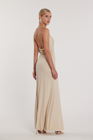 Abito PAMPAS_A lungo scollo morbido più bretelle strass più pizzo