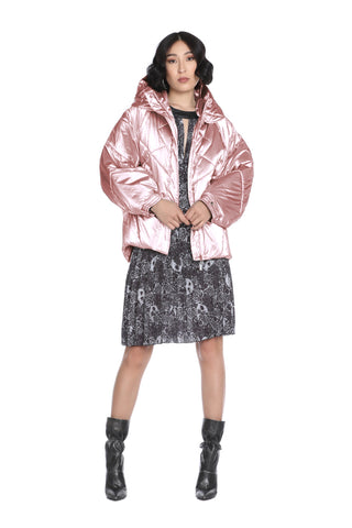 ALLYN short oversized bomber jacket with hood, pockets and drawstring