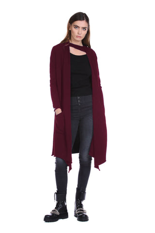 Cardigan KIGIUS lungo manica lunga con spacchetti più bottoni gioiello più tasche