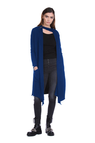 Cardigan KIGIUS lungo manica lunga con spacchetti più bottoni gioiello più tasche