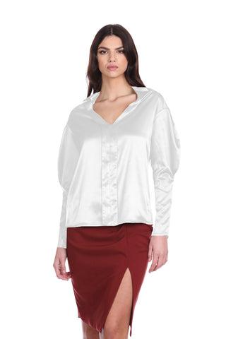 CRUSETTYN long sleeve blouse with pleats and fake buttoning