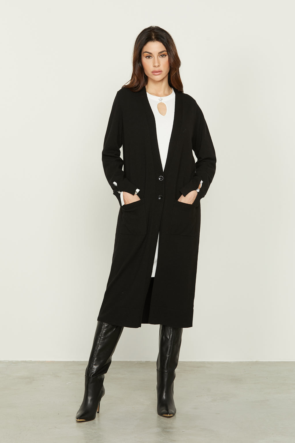 Cardigan Donna CUNYI - Scollo A V, Bottoni, Manica Lunga, In Cotone E Poliestere, Elegante E Versatile - Foto 11