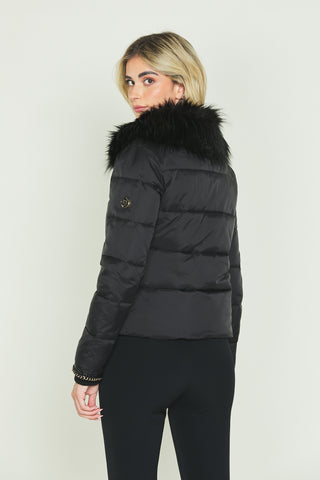MINAKO long-sleeved down jacket with faux fur collar st. Plus chain zip plus ribbed cuffs