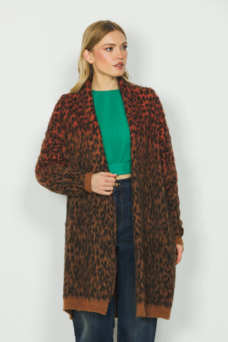 Cardigan MARIKA lungo manica lunga con jacquard animalier – Relish