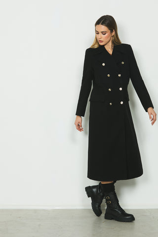 Cappotto CHASITY lungo manica lunga doppio petto con tasche più patte