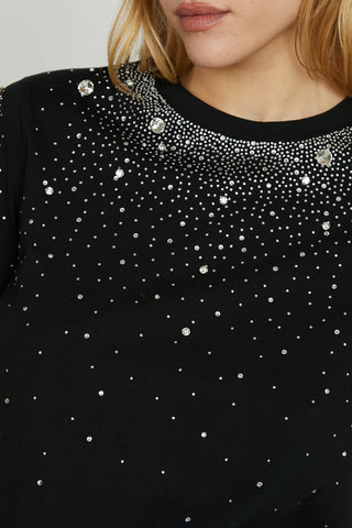 T-shirt REGNUM mezza manica con strass più pietre crystal