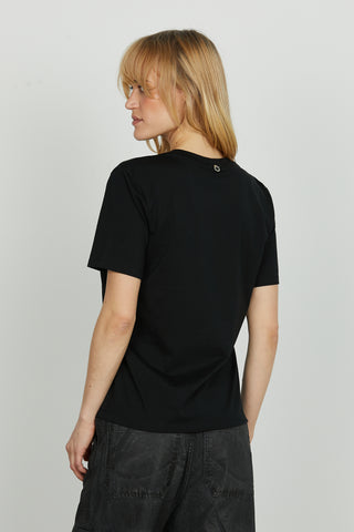 T-shirt MONREA mezza manica con scritte paillettes