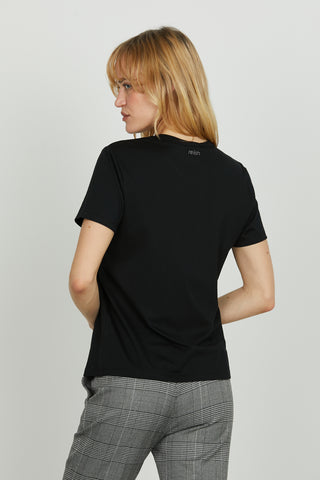 T-shirt SANTISI mezza manica con pietre strass bordo collo