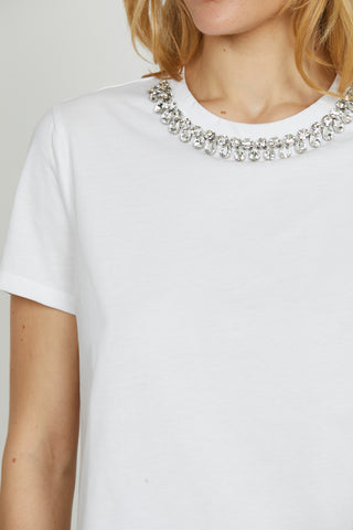 T-shirt RAIOLA mezza manica con pietre strass bordo collo