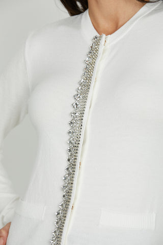 Cardigan LANAI manica lunga con snap più applicazione strass