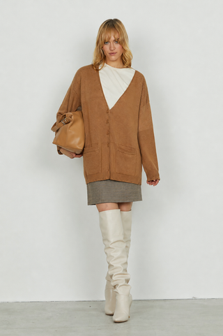 Cardigan MILOS lungo manica lunga con tasche più strass più rotture