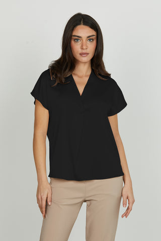 Blusa INIQUII mezza manica aletta scollo v con piega