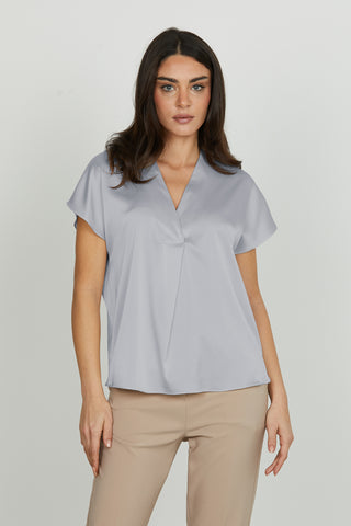 Blusa INIQUII mezza manica aletta scollo v con piega