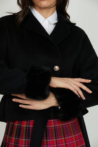 Cappotto SAN_PAOLO corto manica lunga doppio petto con bordi pelliccia più tasche più cint.