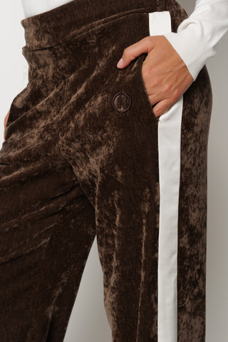 Pantalone LENOIR in velluto più Ricamo Logo più Bande Laterali