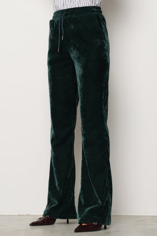 Pantalone FLAVOR in velluto Flare con coulisse più Ricamo