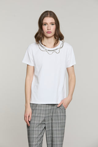 T-shirt BRAGA mezza manica con applicazione castoni più pietre