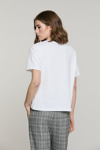 T-shirt DOODY mezza manica con castoni più strass