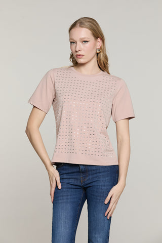 T-shirt WITT mezza manica con baguette crystal