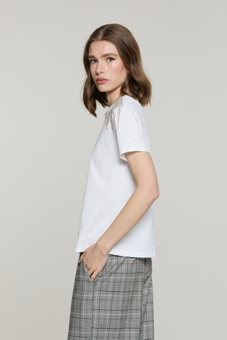 T-shirt RAK mezza manica con applicazione catena strass