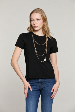 T-shirt MANETTE mezza manica con collana logo